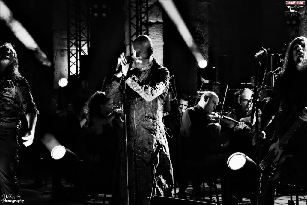 Septicflesh frontman on stage at the historic Odeon of Herodes Atticus