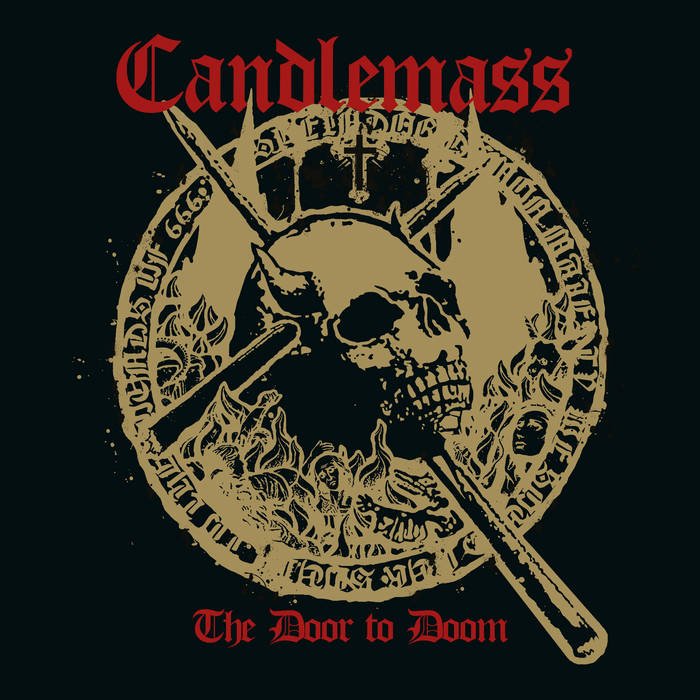 Album cover of The Door to Doom (2019) by Candlemass, marking the return of original vocalist Johan Längqvist in this epic doom metal release